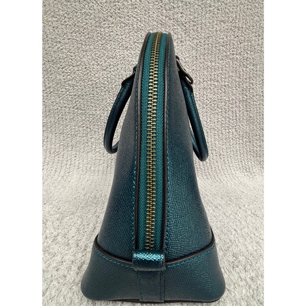 Coach Teal Blue Metallic Leather Dome Sierra Satchel Purse F22313 #76916 - Picture 3 of 10